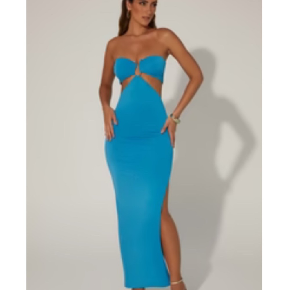 OhPolly Blue Strapless Dress